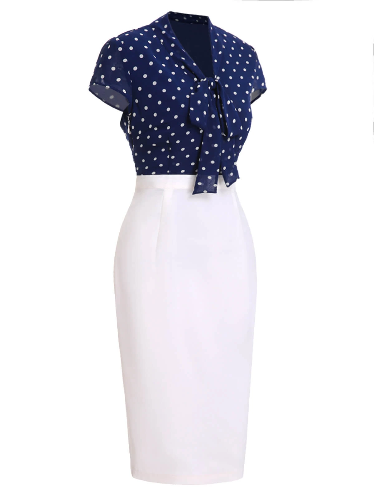 Blue & White 1960s Polka Dot Cap Sleeve Dress 3 Blue & White 1960s Polka Dot Cap Sleeve Dress - Image 3
