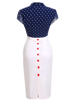 Blue & White 1960s Polka Dot Cap Sleeve Dress 10 Blue & White 1960s Polka Dot Cap Sleeve Dress -Candi Clothing Shop SCHL003759 3