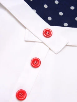 Blue & White 1960s Polka Dot Cap Sleeve Dress 12 Blue & White 1960s Polka Dot Cap Sleeve Dress -Candi Clothing Shop SCHL003759 5