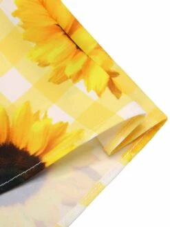 Yellow 1950s Sunflower Plaid Halter Dress -Candi Clothing Shop SCHL003786 5