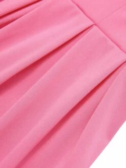 Pink 1950s Cold Shoulder Solid Dress -Candi Clothing Shop SCHL003807 P 1 4