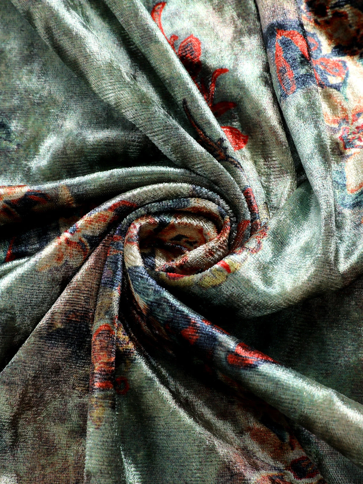 Green 1960s Floral Velvet Spaghetti Strap Dress 6 Green 1960s Floral Velvet Spaghetti Strap Dress - Image 6