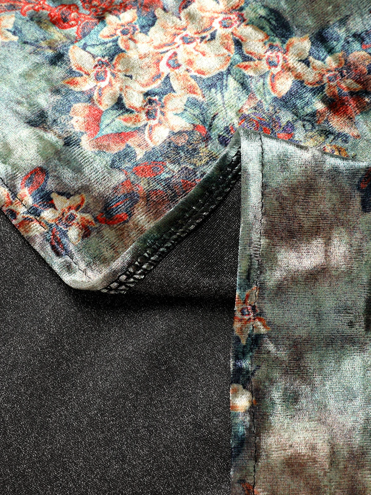 Green 1960s Floral Velvet Spaghetti Strap Dress 7 Green 1960s Floral Velvet Spaghetti Strap Dress - Image 7