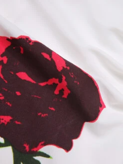 White 1960s Halter Rose Wrap Dress -Candi Clothing Shop SCHL003848 W 01 6