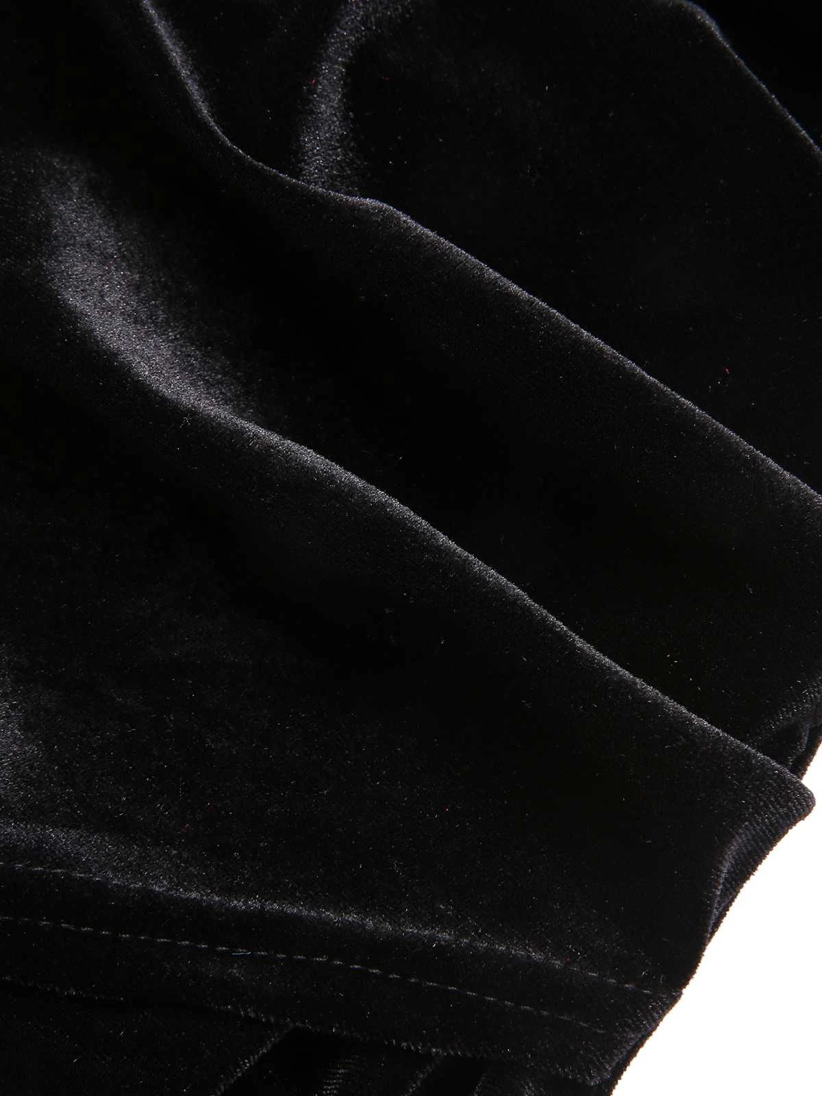 Black 1960s Spaghetti Strap Velvet Beading Dress 6 Black 1960s Spaghetti Strap Velvet Beading Dress - Image 6