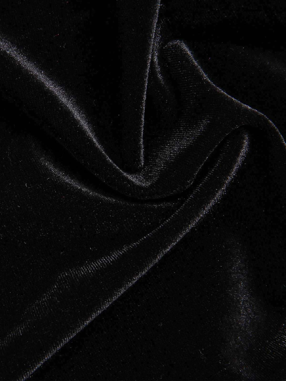 Black 1960s Spaghetti Strap Velvet Beading Dress 7 Black 1960s Spaghetti Strap Velvet Beading Dress - Image 7