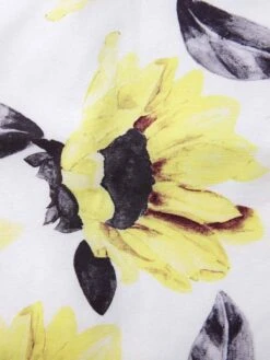 Multicolor 1960s Floral Sunflower V-Ausschnitt Dress -Candi Clothing Shop SCHL003853 MC 01 5