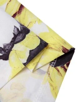 Multicolor 1960s Floral Sunflower V-Ausschnitt Dress -Candi Clothing Shop SCHL003853 MC 01 7