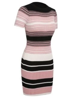 1960s Color Block Striped Knit Slim Dress 9 1960s Color Block Striped Knit Slim Dress -Candi Clothing Shop SCHL003854 MC 01 3