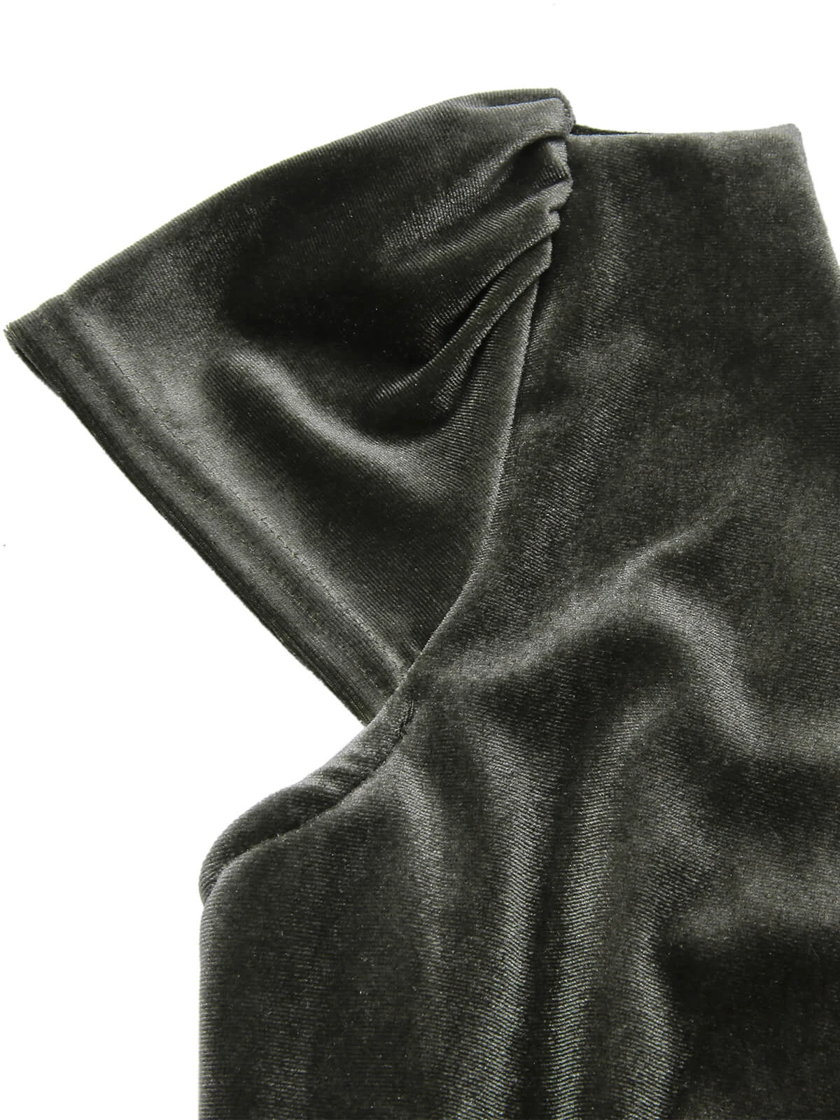 Green Gray 1930s Solid Velvet Slit Mermaid Dress 5 Green Gray 1930s Solid Velvet Slit Mermaid Dress - Image 5