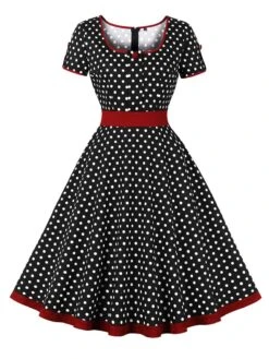 1950s Contrast Polka Dots Buttoned Dress 18 1950s Contrast Polka Dots Buttoned Dress -Candi Clothing Shop SCHL003868 B 1 compressed
