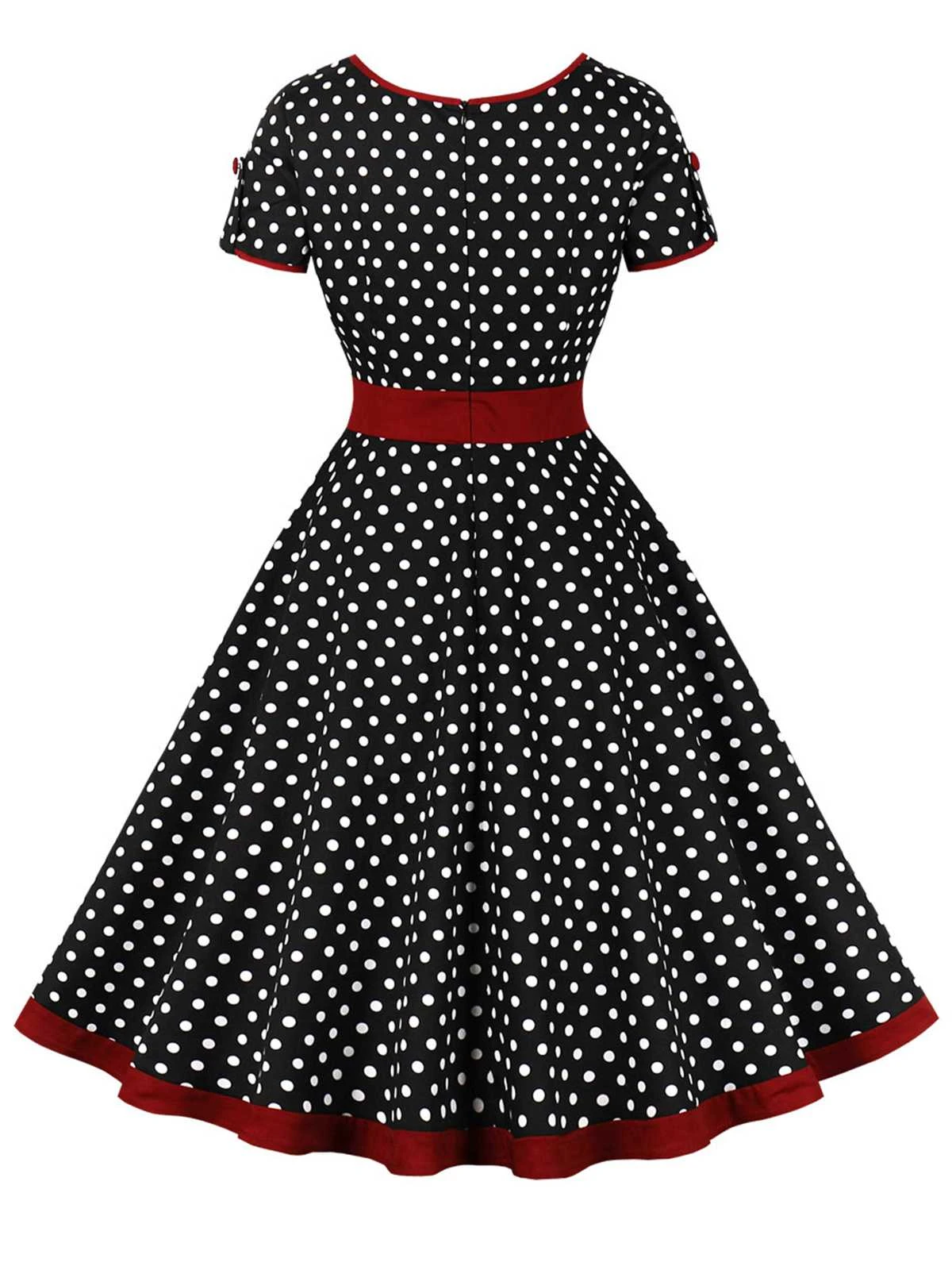 1950s Contrast Polka Dots Buttoned Dress 7 1950s Contrast Polka Dots Buttoned Dress - Image 7