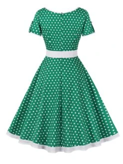 1950s Contrast Polka Dots Buttoned Dress 25 1950s Contrast Polka Dots Buttoned Dress -Candi Clothing Shop SCHL003868 G 2 compressed