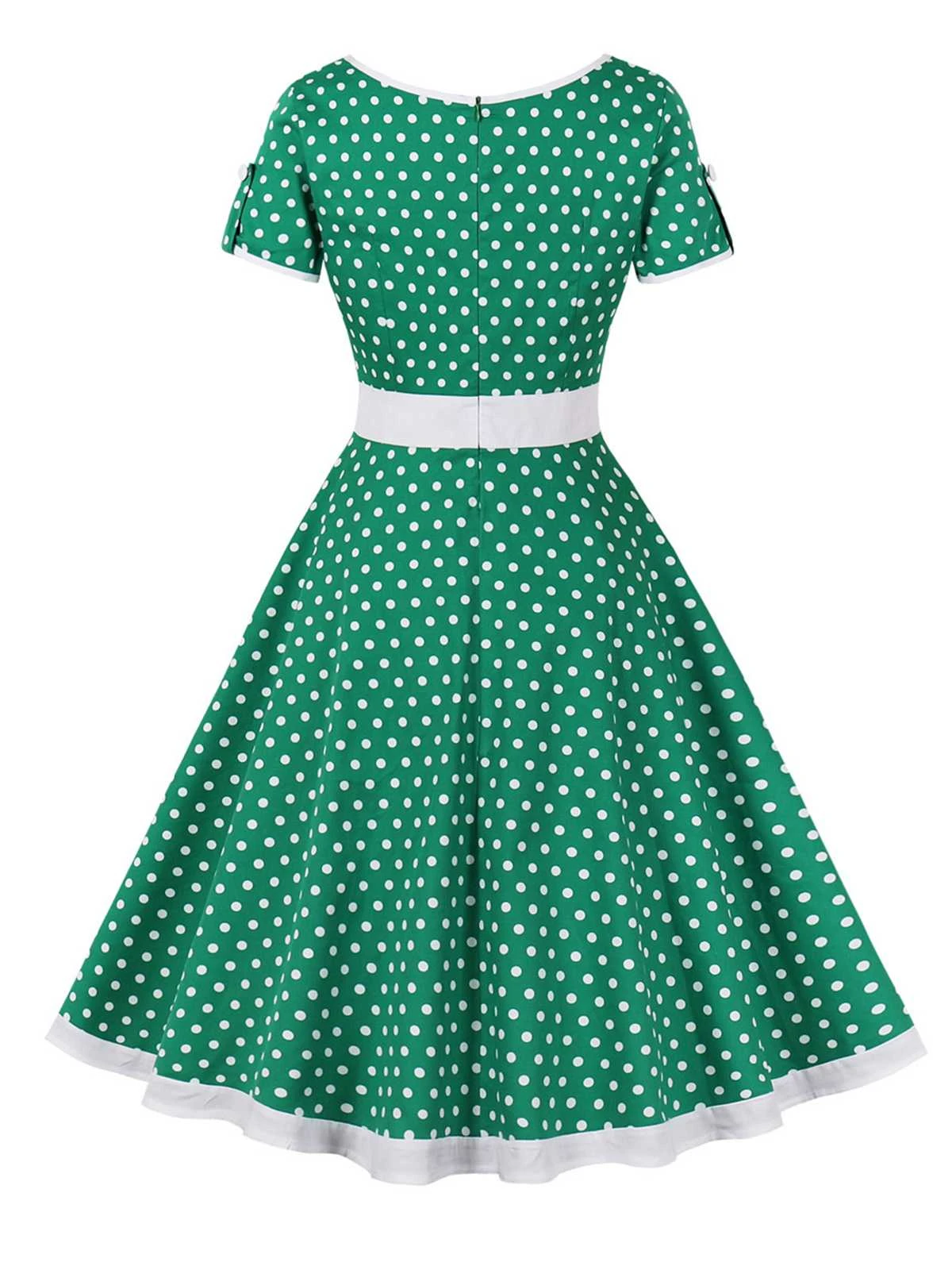 1950s Contrast Polka Dots Buttoned Dress 13 1950s Contrast Polka Dots Buttoned Dress - Image 13