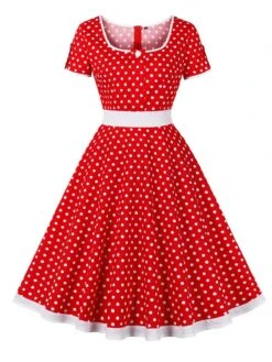 1950s Contrast Polka Dots Buttoned Dress 22 1950s Contrast Polka Dots Buttoned Dress -Candi Clothing Shop SCHL003868 R 1 compressed