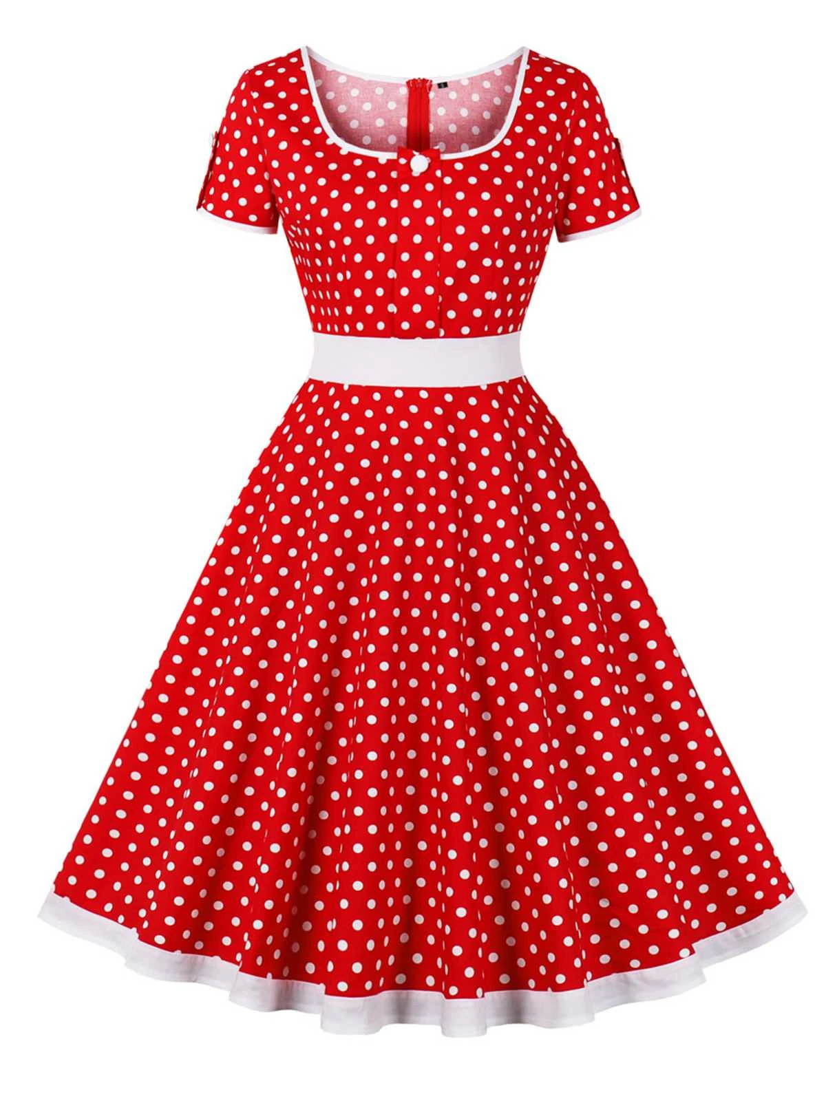 1950s Contrast Polka Dots Buttoned Dress 10 1950s Contrast Polka Dots Buttoned Dress - Image 10