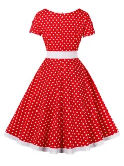 1950s Contrast Polka Dots Buttoned Dress 23 1950s Contrast Polka Dots Buttoned Dress -Candi Clothing Shop SCHL003868 R 2 compressed