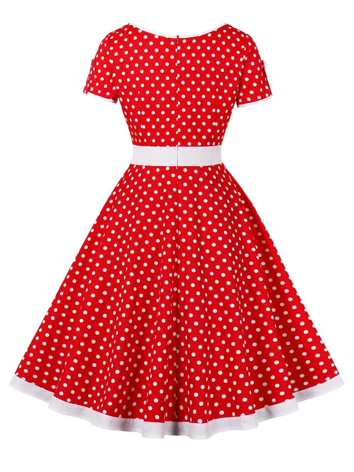 1950s Contrast Polka Dots Buttoned Dress 11 1950s Contrast Polka Dots Buttoned Dress - Image 11