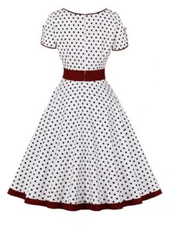 1950s Contrast Polka Dots Buttoned Dress 21 1950s Contrast Polka Dots Buttoned Dress -Candi Clothing Shop SCHL003868 W 1 compressed