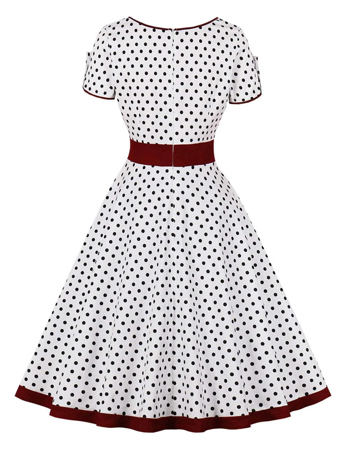 1950s Contrast Polka Dots Buttoned Dress 9 1950s Contrast Polka Dots Buttoned Dress - Image 9