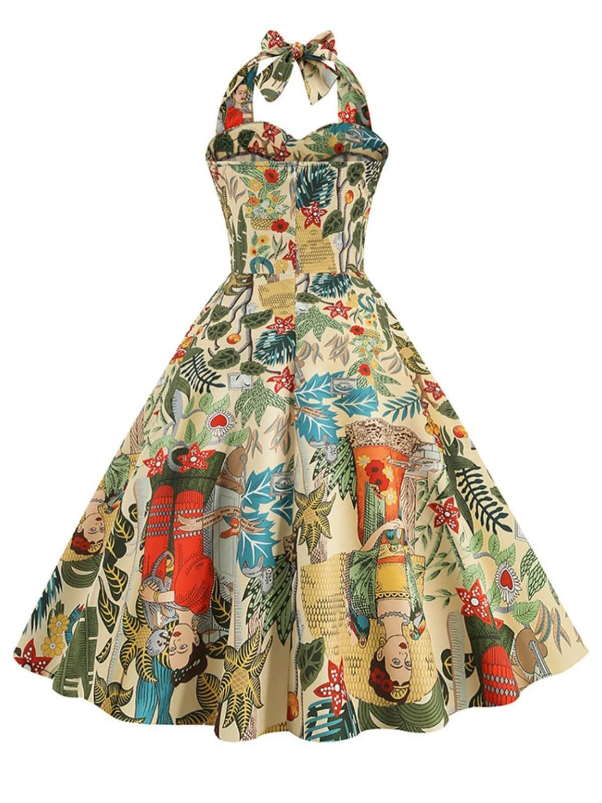1950s Retro Pictorial Halter Swing Dress 2 1950s Retro Pictorial Halter Swing Dress - Image 2