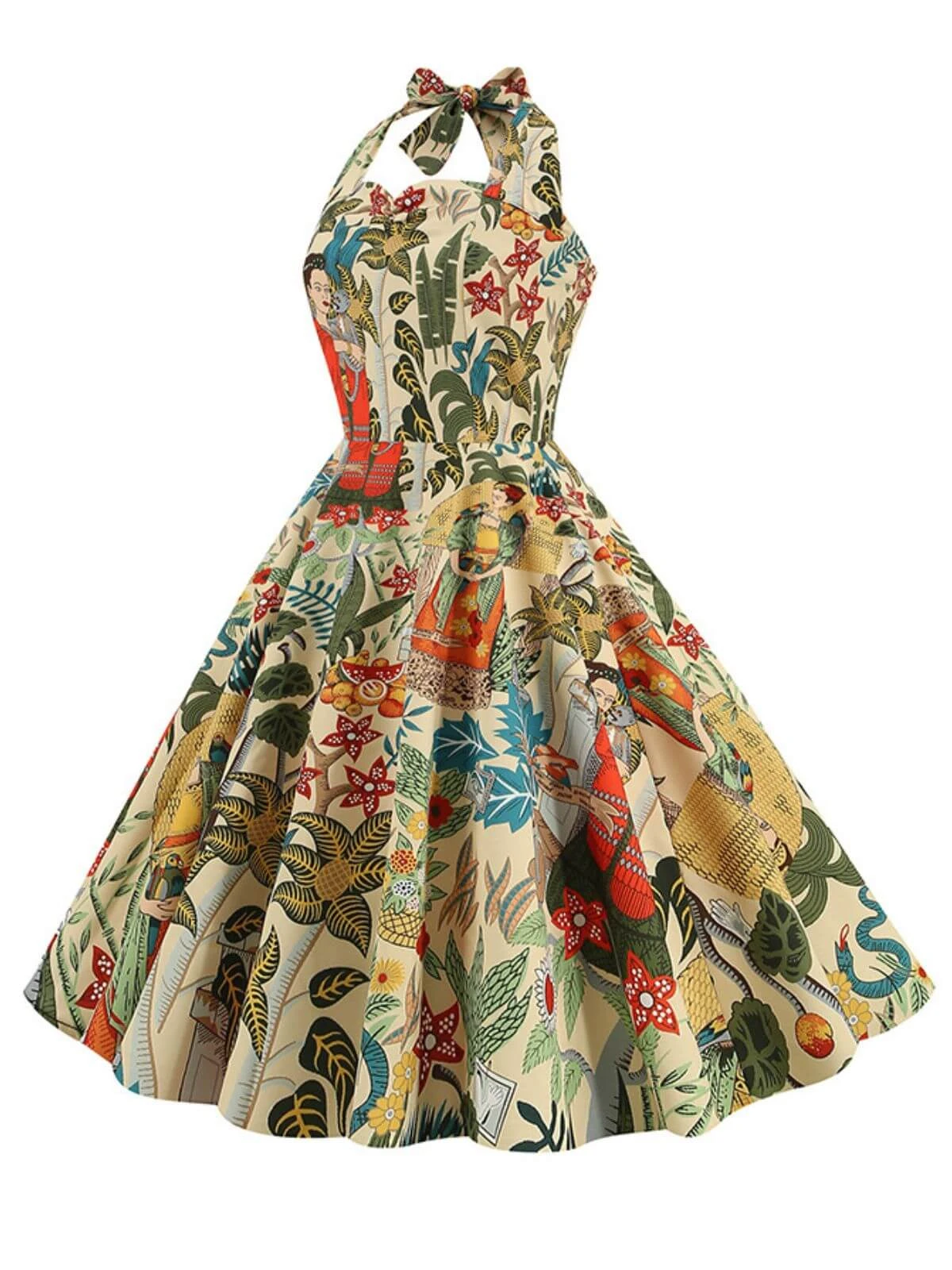 1950s Retro Pictorial Halter Swing Dress 3 1950s Retro Pictorial Halter Swing Dress - Image 3