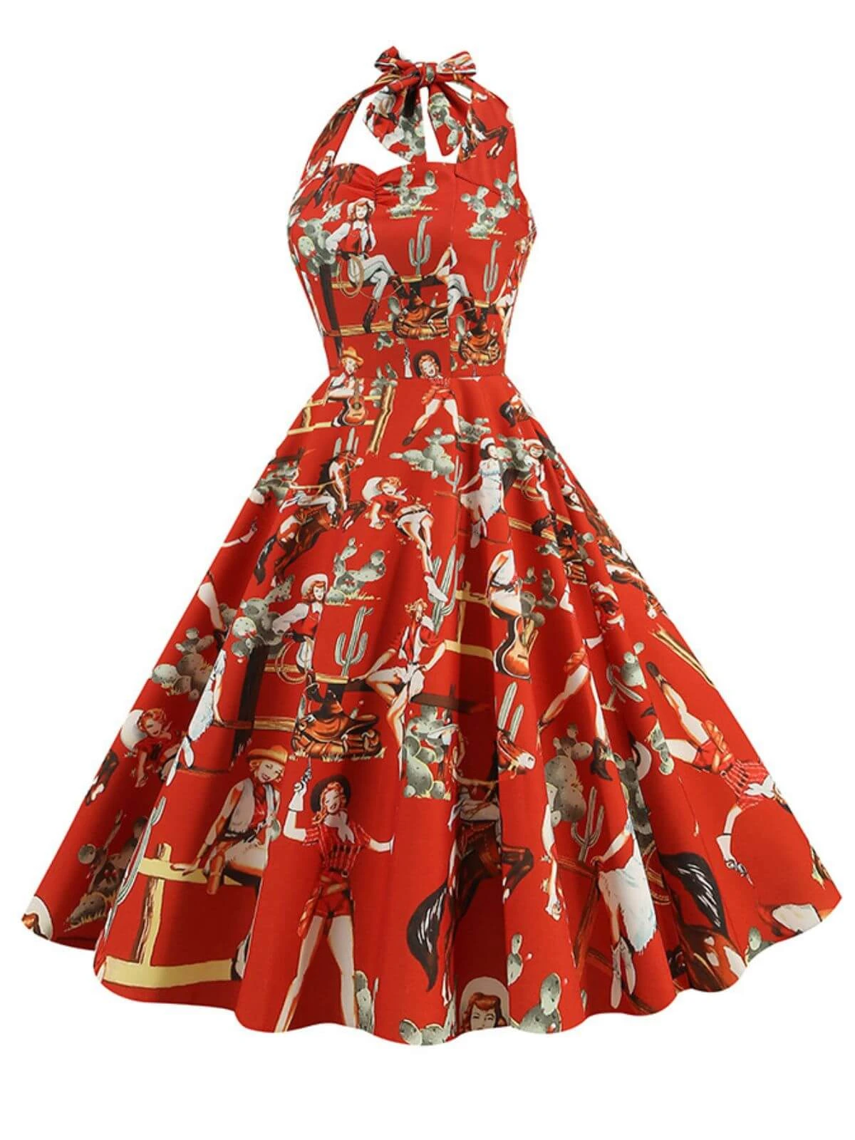 1950s Retro Pictorial Halter Swing Dress 8 1950s Retro Pictorial Halter Swing Dress - Image 8