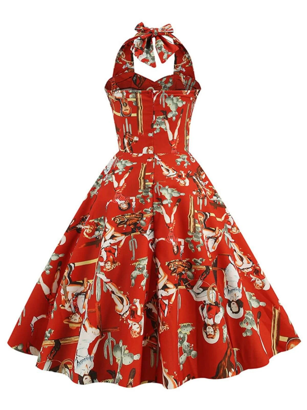 1950s Retro Pictorial Halter Swing Dress 9 1950s Retro Pictorial Halter Swing Dress - Image 9