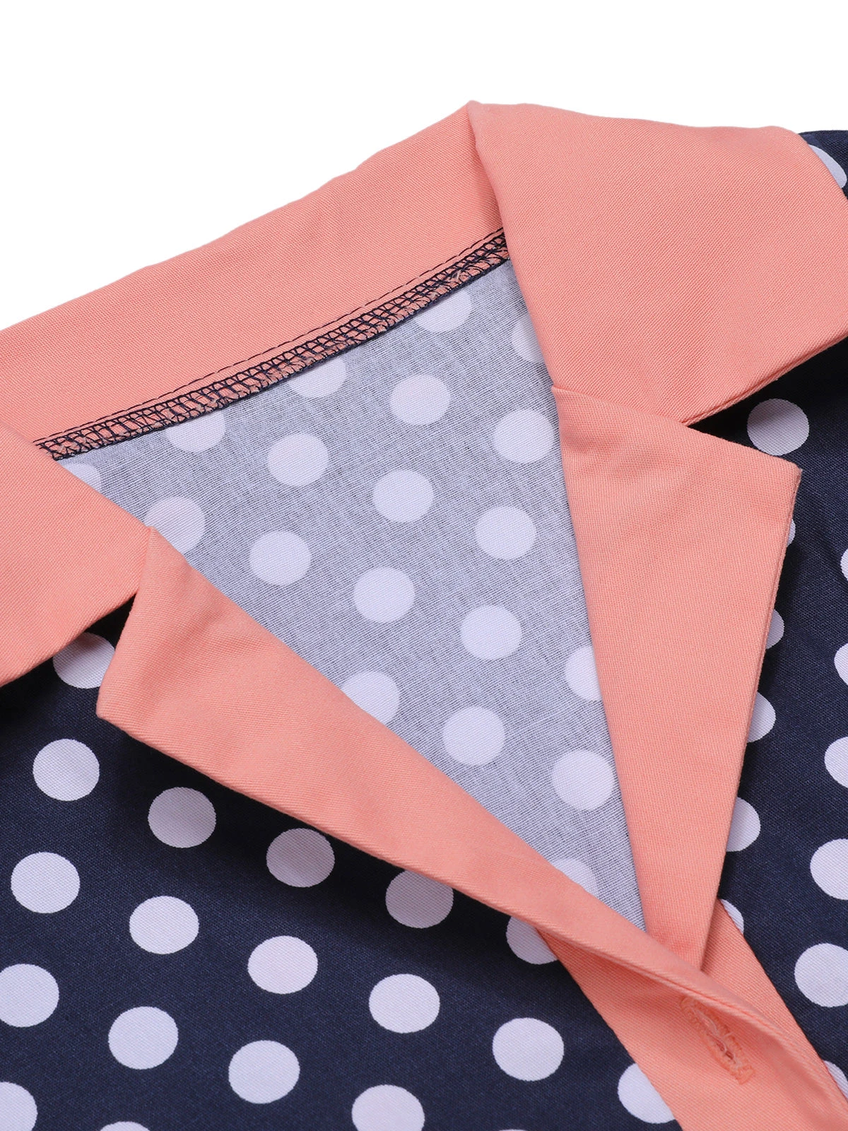 Dark Blue 1950s Polka Dot Lapel Dress 4 Dark Blue 1950s Polka Dot Lapel Dress - Image 4