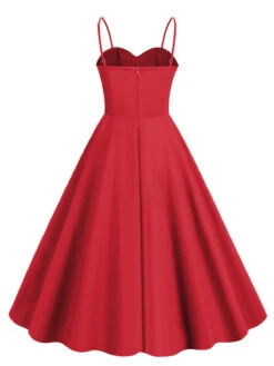 1950s Polka Dot Contrast Spaghetti Strap Dress -Candi Clothing Shop SCHL003916 R 1 7