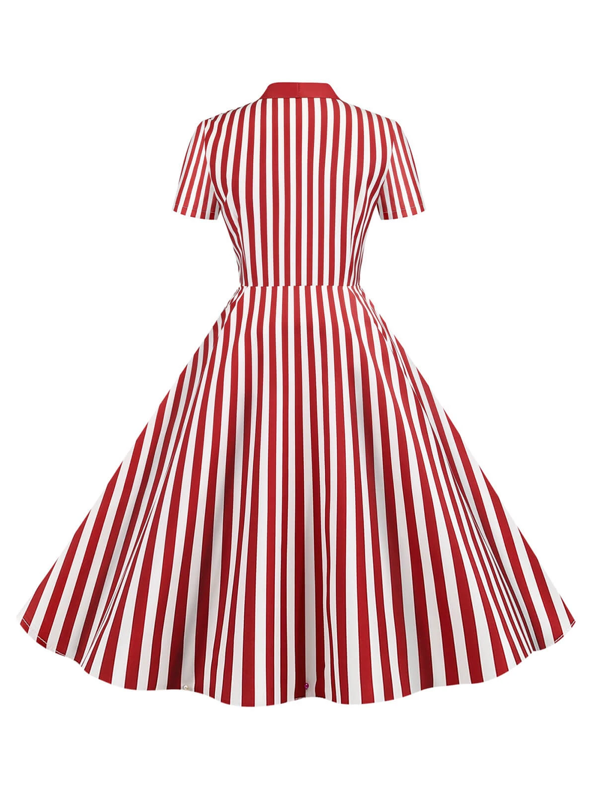 1950s Bow Collar Striped Dots Swing Dress 3 1950s Bow Collar Striped Dots Swing Dress - Image 3