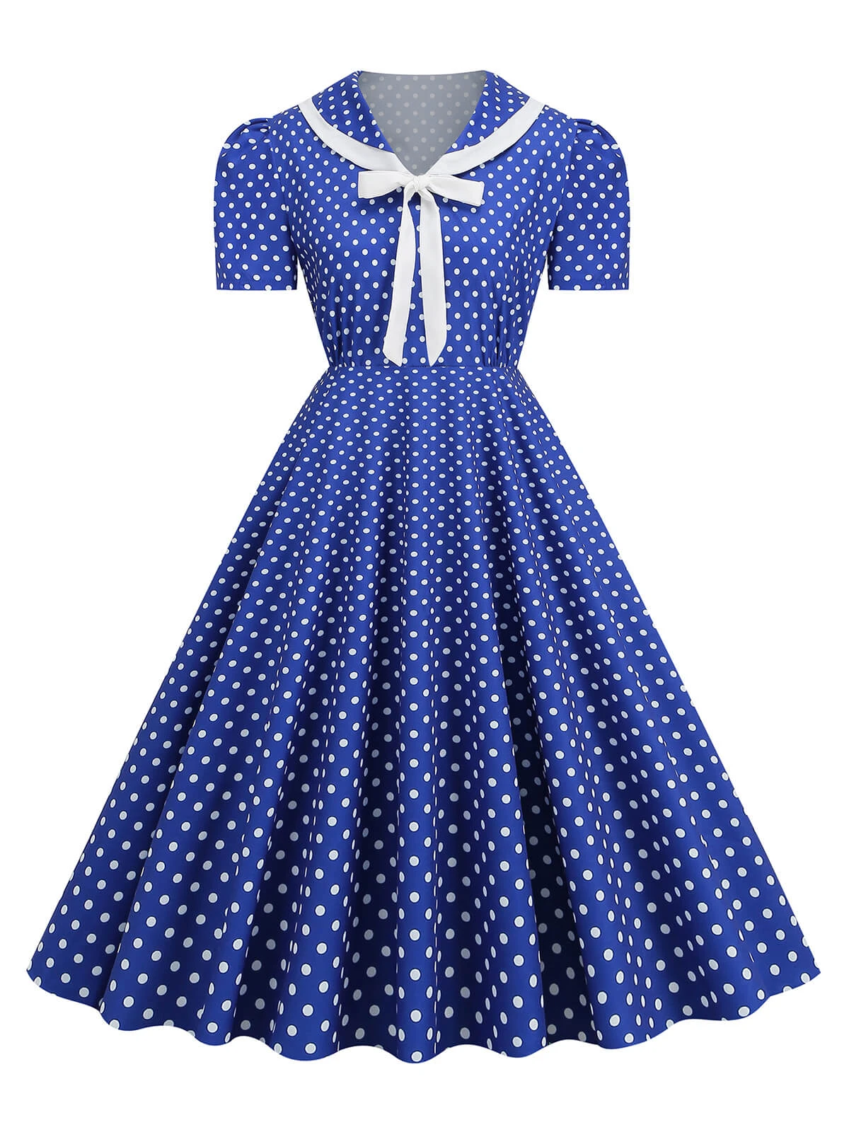1950s Polka Dots Lapel Bowknot Swing Dress 7 1950s Polka Dots Lapel Bowknot Swing Dress - Image 7