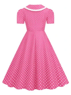 1950s Polka Dots Lapel Bowknot Swing Dress 14 1950s Polka Dots Lapel Bowknot Swing Dress -Candi Clothing Shop SCHL003920 P 3