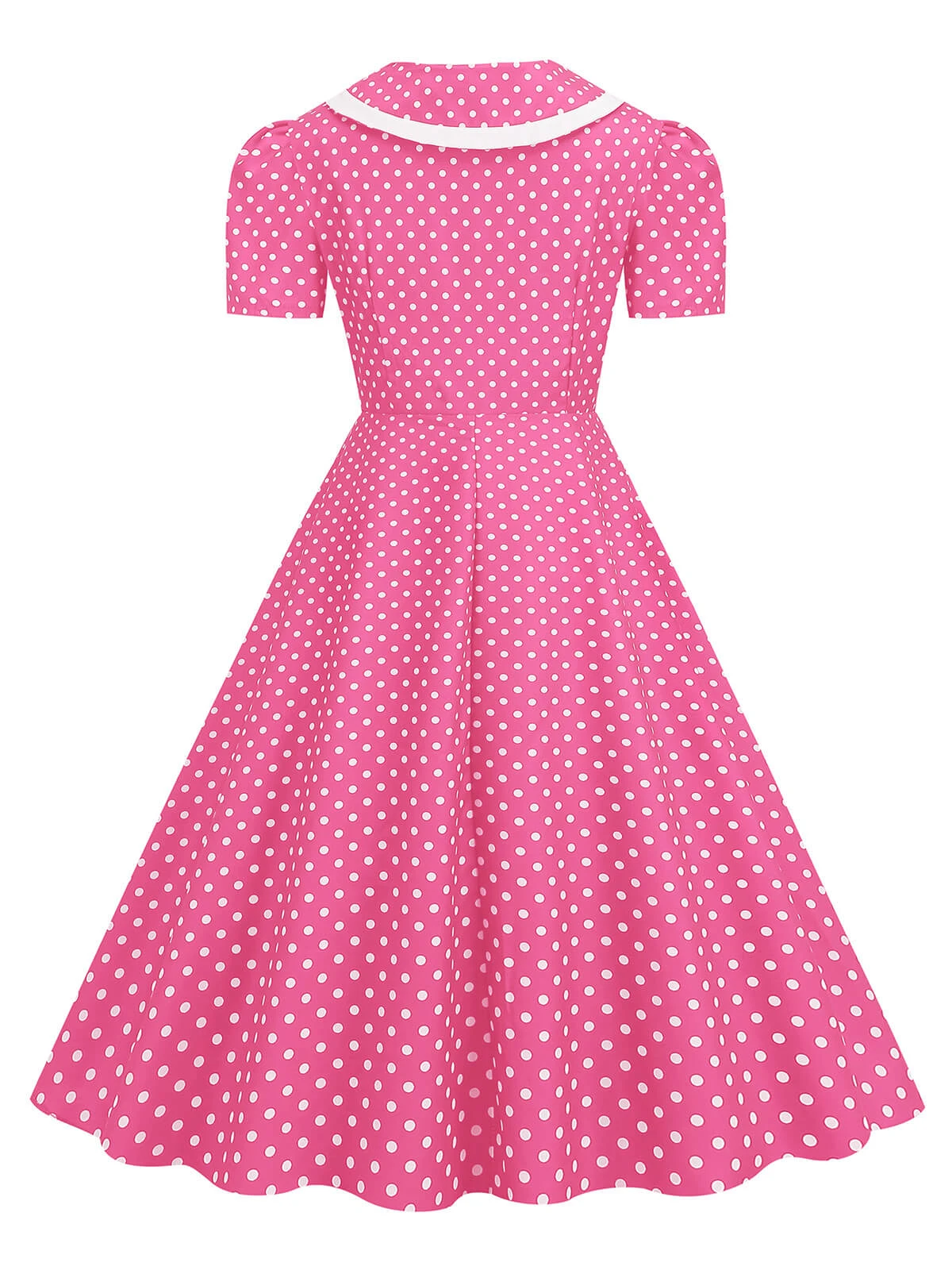1950s Polka Dots Lapel Bowknot Swing Dress 3 1950s Polka Dots Lapel Bowknot Swing Dress - Image 3