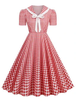 1950s Polka Dots Lapel Bowknot Swing Dress 21 1950s Polka Dots Lapel Bowknot Swing Dress -Candi Clothing Shop SCHL003920 PAT 1