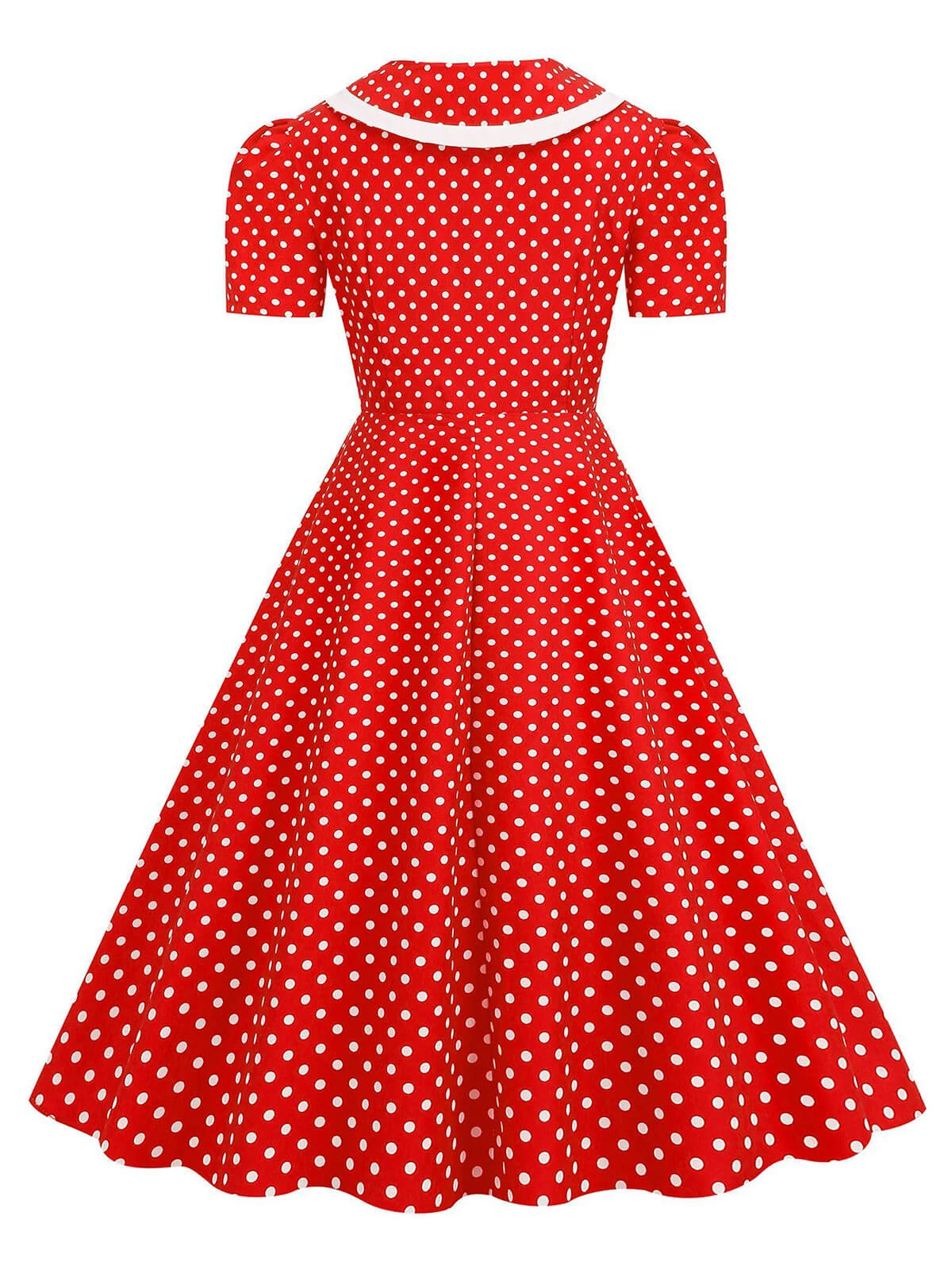 1950s Polka Dots Lapel Bowknot Swing Dress 5 1950s Polka Dots Lapel Bowknot Swing Dress - Image 5