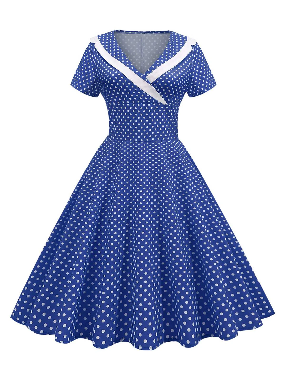 1950s V-Neck Polka Dots Swing Dress 7 1950s V-Neck Polka Dots Swing Dress - Image 7
