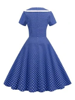 1950s V-Neck Polka Dots Swing Dress 19 1950s V-Neck Polka Dots Swing Dress -Candi Clothing Shop SCHL003921 BL 2 compressed