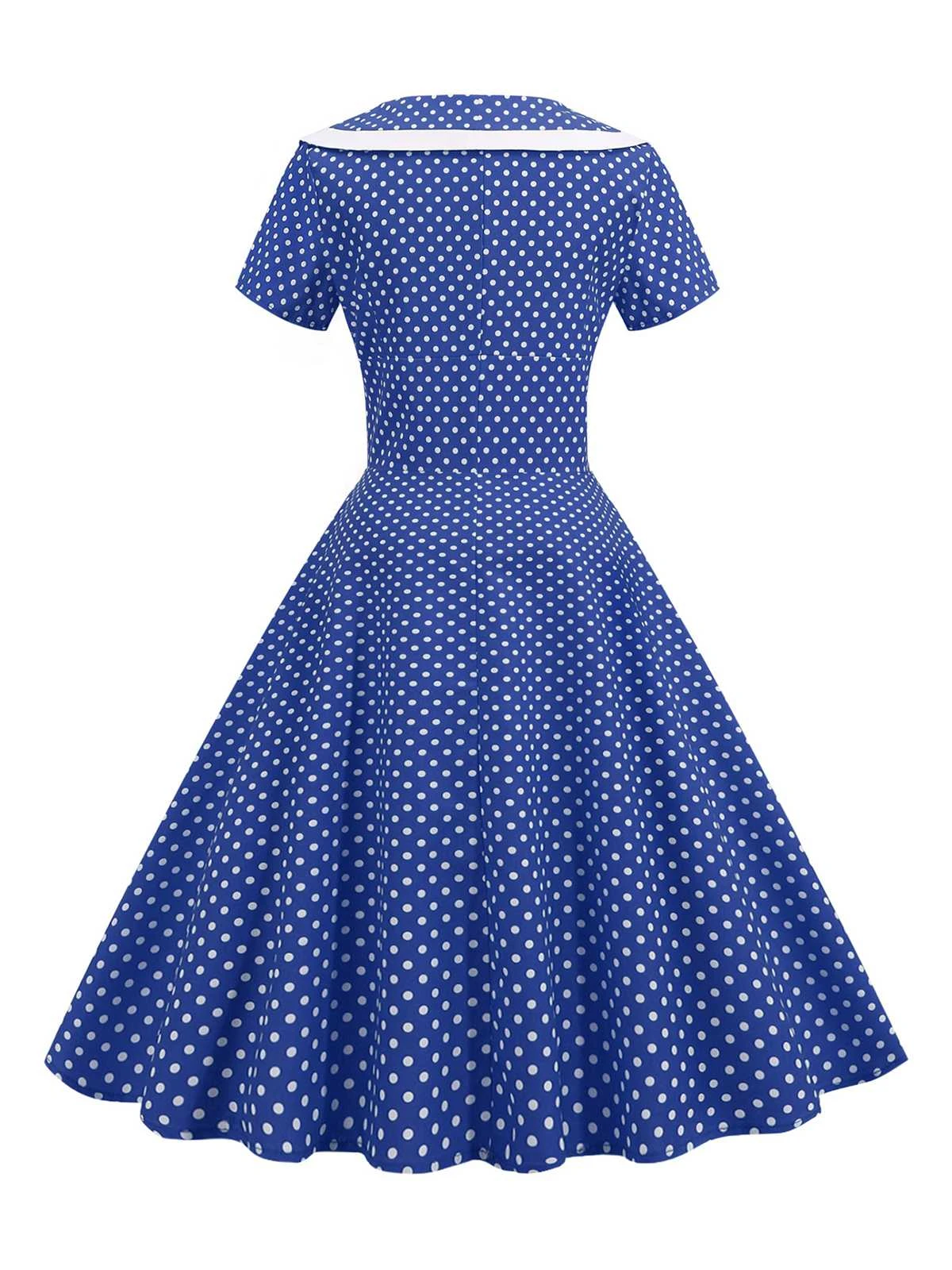 1950s V-Neck Polka Dots Swing Dress 8 1950s V-Neck Polka Dots Swing Dress - Image 8