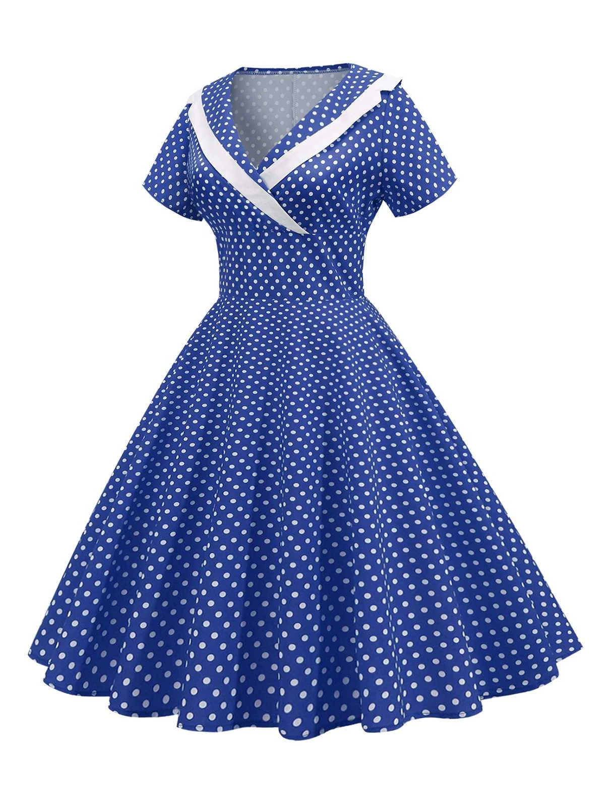 1950s V-Neck Polka Dots Swing Dress 9 1950s V-Neck Polka Dots Swing Dress - Image 9