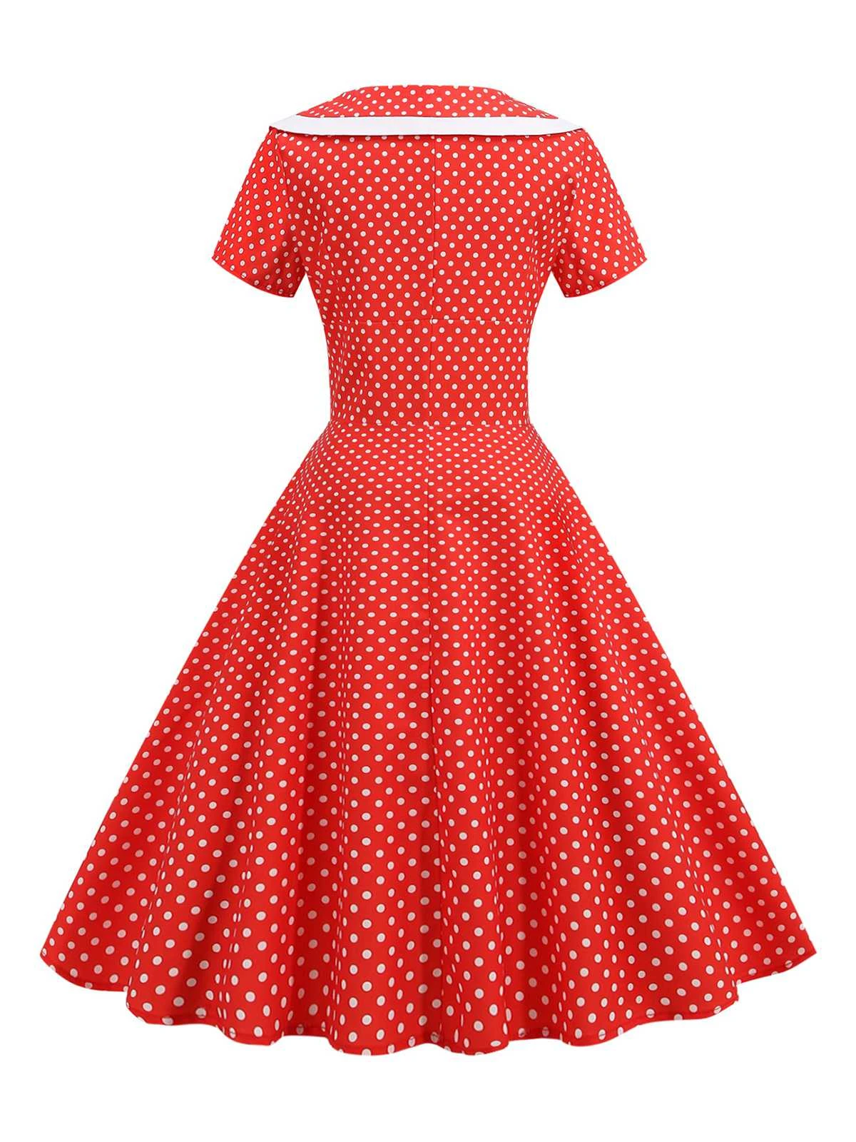 1950s V-Neck Polka Dots Swing Dress 6 1950s V-Neck Polka Dots Swing Dress - Image 6