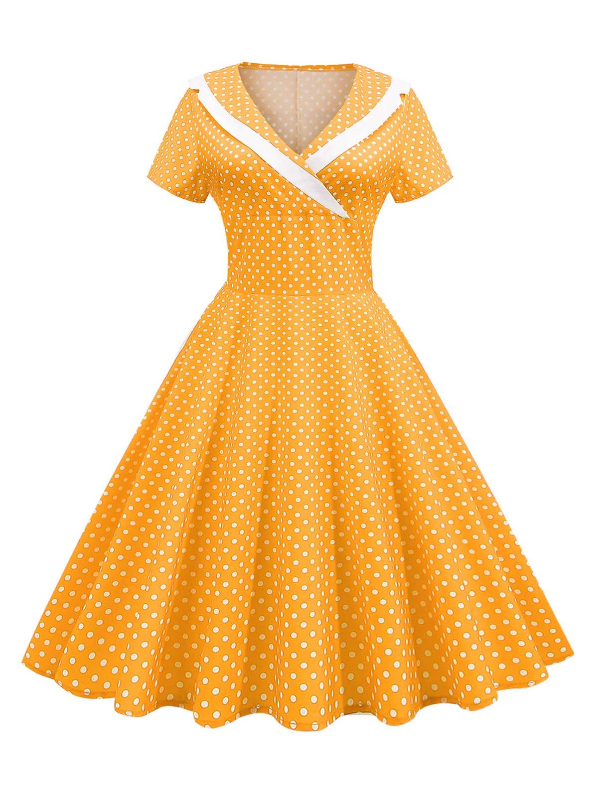 1950s V-Neck Polka Dots Swing Dress 10 1950s V-Neck Polka Dots Swing Dress - Image 10
