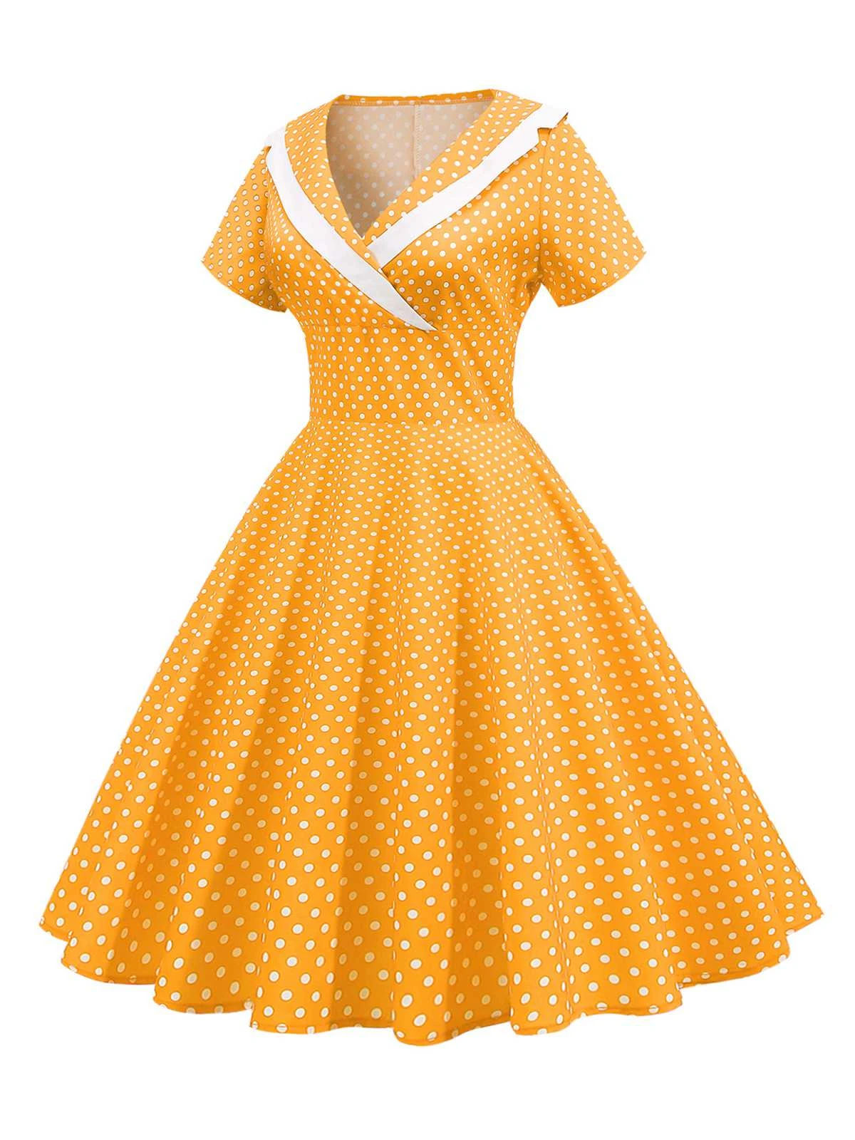 1950s V-Neck Polka Dots Swing Dress 11 1950s V-Neck Polka Dots Swing Dress - Image 11