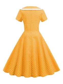 1950s V-Neck Polka Dots Swing Dress 23 1950s V-Neck Polka Dots Swing Dress -Candi Clothing Shop SCHL003921 Y 3 compressed