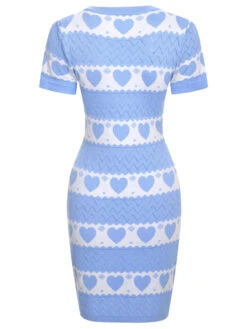 1960s Heart Short Sleeved Knitted Dress -Candi Clothing Shop SCHL003923 CLB 6 1
