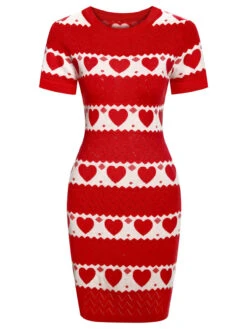 1960s Heart Short Sleeved Knitted Dress