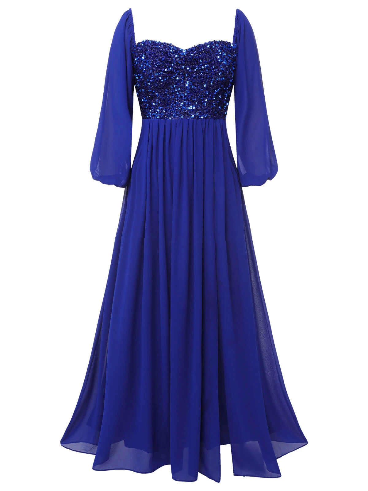 Royal Blue 1920s Sequined Sweetheart Neck Maxi Dress 1 Royal Blue 1920s Sequined Sweetheart Neck Maxi Dress