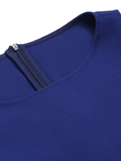 [Pre-Sale] Dark Blue & Yellow 1950s Solid Boat Neck Dress -Candi Clothing Shop SCHL003994 4