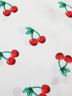 White 1960s Cherry Off-Shoulder Pencil Dress -Candi Clothing Shop SCHL003995 6