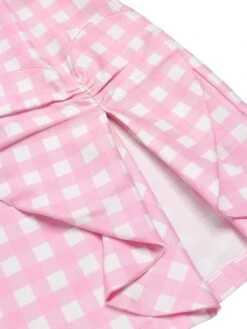 [Pre-Sale] Pink 1960s Plaid Love Slit Strap Dress -Candi Clothing Shop SCHL004009 5